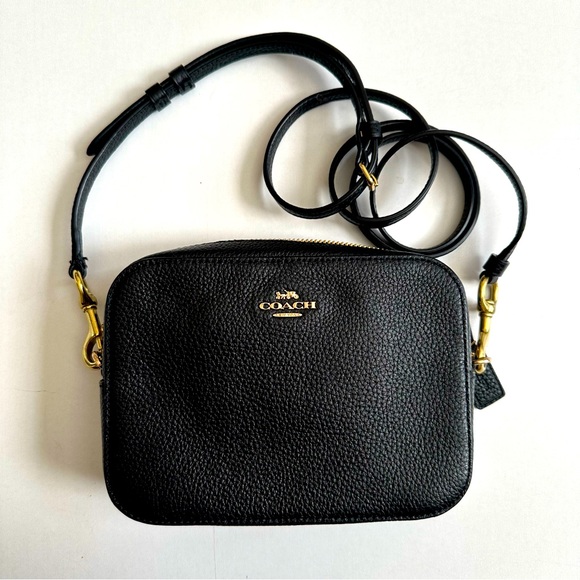 Coach Handbags - COACH Pebbled Leather Black Mini Camara Bag